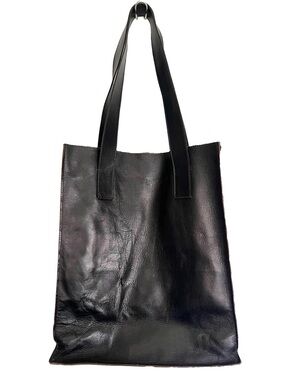 Jutta Neumann Black Leather Shoulder Tote Unisex Bag Handmade New York